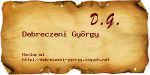Debreczeni György névjegykártya