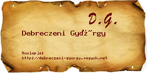 Debreczeni György névjegykártya